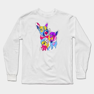 Three Dogs colorfull draw pop art Long Sleeve T-Shirt